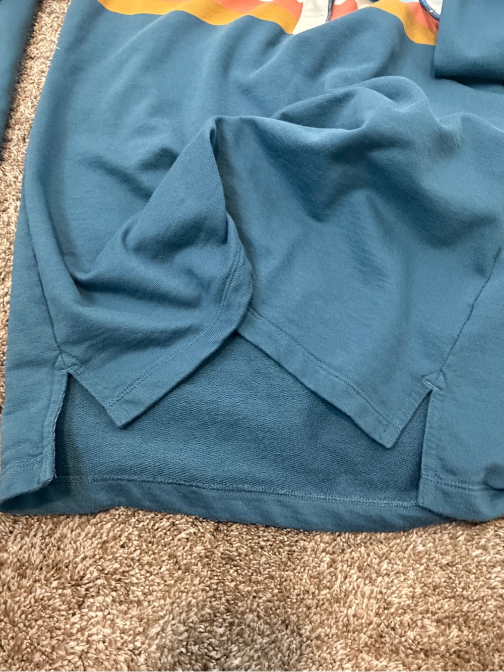 L.L. Bean Women’s Blue Cream Orange Vintage Soft Rugby Hoodie Small Colorblock - Picture 8 of 11